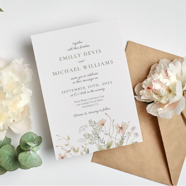 Convites Wildflower Periwinkle Wedding (Criador carregado)