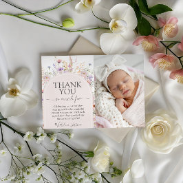 Convites Wildflower Photo Birthday Thank You Card