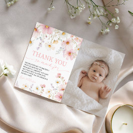 Convites Wildflower Photo Birthday Thank You Card