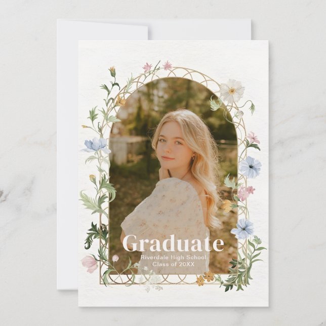 Convites Wildflower Photo Graduation Party Invitation (Frente)
