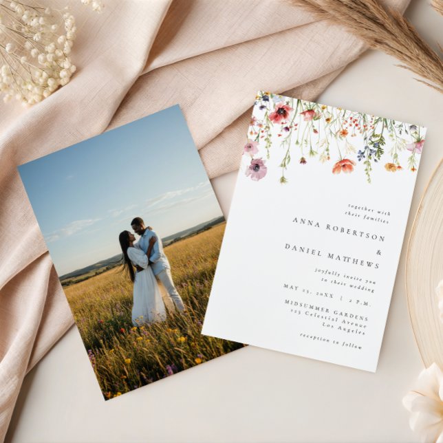 Convites Wildflower Photo Wedding Invitation (Criador carregado)