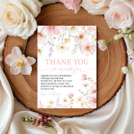 Convites Wildflower Pink Floral Thank You Card
