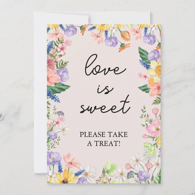 Convites Wildflower Primavera Love é Sweet Sign Card (Frente)