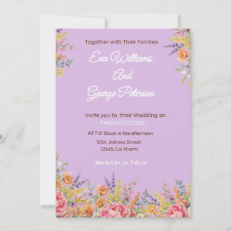 Convites Wildflower Purple Floral Wedding Invite