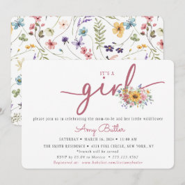Convites Wildflower & Rose Baby Shower Invitation