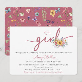 Convites Wildflower & Rose Baby Shower Invitation