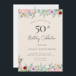 Convites Wildflower Rustic Boho 50th Birthday Simple Beige<br><div class="desc">Convites de Aniversário para Adultos | Rustic Beige floral Elegant 50th Invances Este clássico e vintage design apresenta um tema simples boêmico floral de flor silvestre e a tipografia Script em fundo bege. Personalize o convite com seus detalhes e se quiser reorganizar o estilo e posicionamento do texto, pressione o...</div>