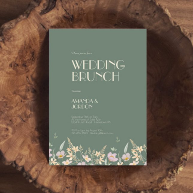 Convites Wildflower Sage Deco Wedch Brunch (Criador carregado)