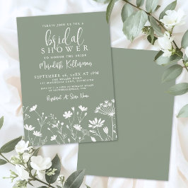 Convites Wildflower Sage Green Bridal Shower