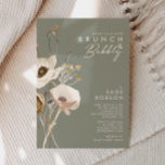 Convites Wildflower Sage Green Brunch e Bubble<br><div class="desc">Este brunch Verde de Flor Selvagem Branca e convite à espumante é perfeito para o seu simples e elegante casamento de vassoura. As flores silvestres de aquarela minimalistas ajudarão a dar vida à sua visão! O design de bonito flores brancas e douradas, com toques de púrpura e amarela, certamente completará...</div>