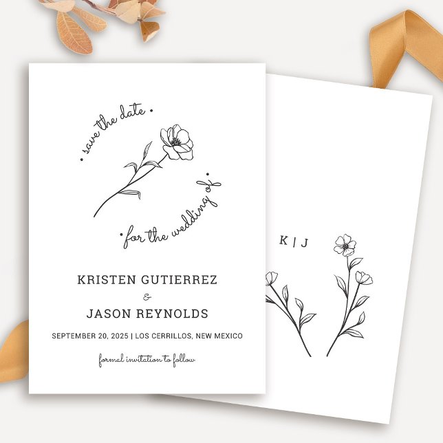 Convites Wildflower Save Date (Wildflower Save The Date Cards by Fiesta Valley Print)