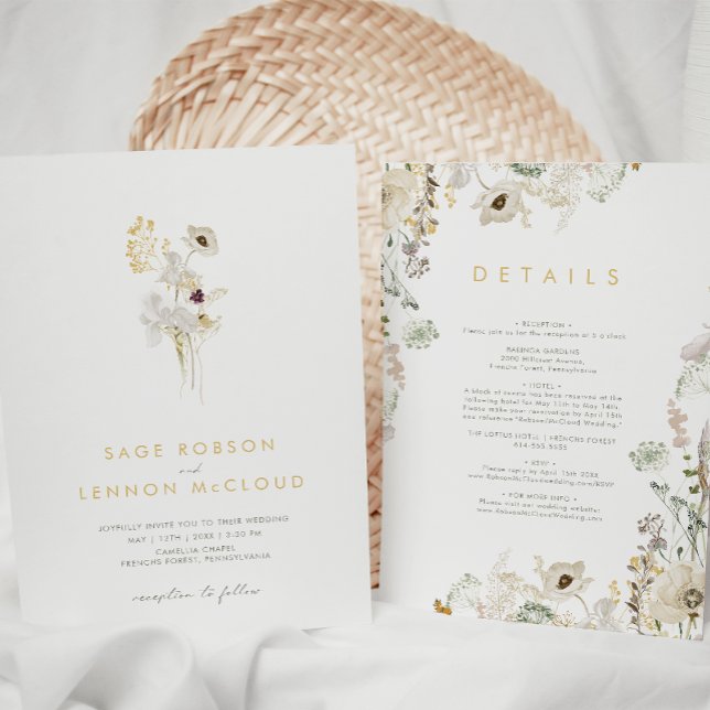 Convites Wildflower Simples Tudo Em Um Casamento (Criador carregado)