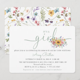 Convites Wildflower Solid Green Shower Book Invitation
