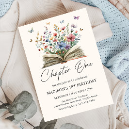 Convites Wildflower Storybook Chapter One First Birthday