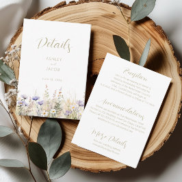 Convites Wildflower Summer Meadow Wedding Details Card 