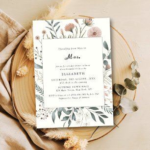 Convites Wildflower Watercolor Miss To Mrs. Chá de panela