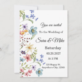 Convites Wildflower Watercolor Wedding Invitation