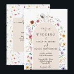 Convites Wildflower Wedding All In One QR Code<br><div class="desc">Stylish all in one wedding invitations feature elegant watercolor wildflowers and your details in chic lettering on the front and a QR code and rsvp and more details on the back. MATCHING items in our collection.</div>
