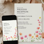 Convites Wildflower Wedding Reception Pink Orange Floral<br><div class="desc">Wildflower wedding reception only invitation with watercolor country wild flowers. The design features delicate hand-painted style flowers in soft hues, creating a romantic and whimsical atmosphere. The pretty blooms in pink orange and yellow, evoke a sense of enchanting romance, making it ideal for garden or outdoor weddings. Perfect for a...</div>