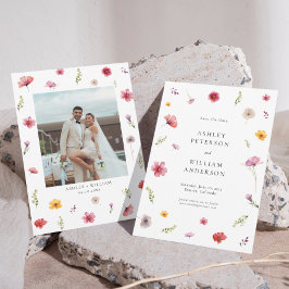 Convites Wildflower Wedding salva a foto de data