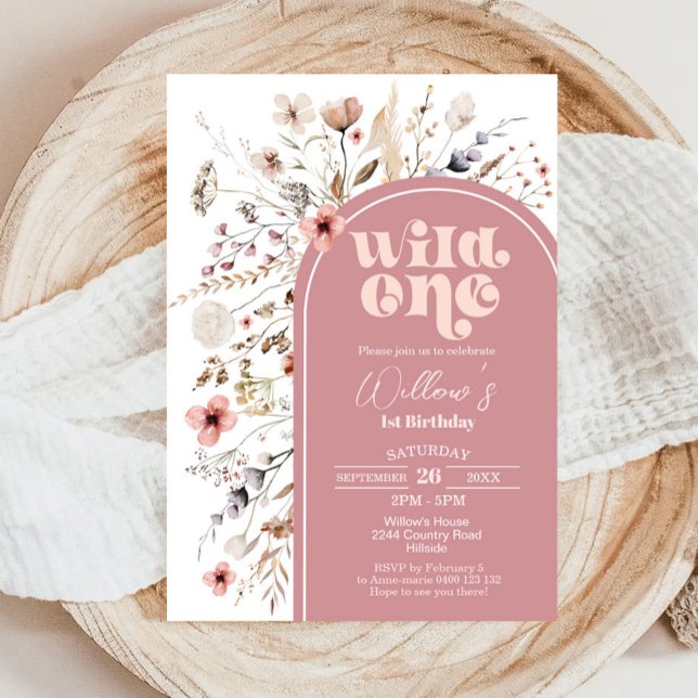 Convites Wildflower Wildflower One Birthday Invitation (Wildflower Wild One 1st Birthday Invitation)