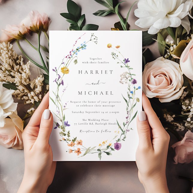 Convites Wildflower Wreath Wedding (Criador carregado)