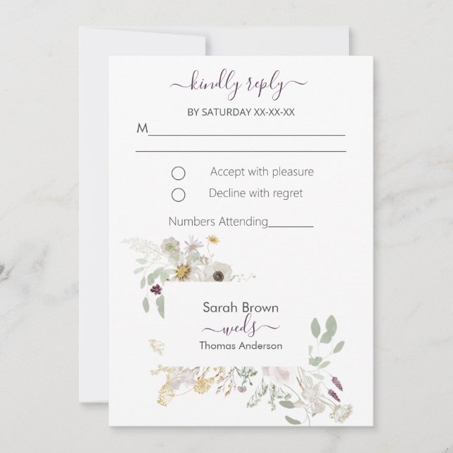 CONVITES WILDFLOWER YELLOWER E PURPLE COLORIDOS (Frente)