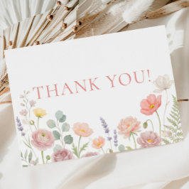 Convites Wildflowers Baby Shower Thank You Card