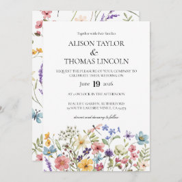 Convites Wildflowers butterfly and dragonfly Wedding 