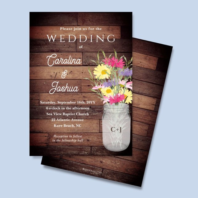 Convites Wildflowers Mason Jar Spring Garden Wedding (Criador carregado)