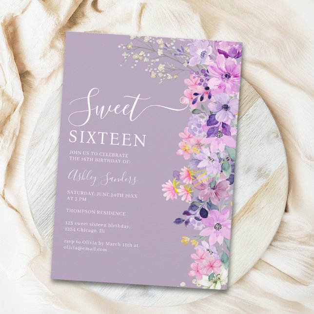 Convites Wildflowers Sweet 16 Birthday Celebration (Criador carregado)