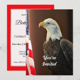 Convites Wildlife Bald Eagle American Flag Foto Birthday