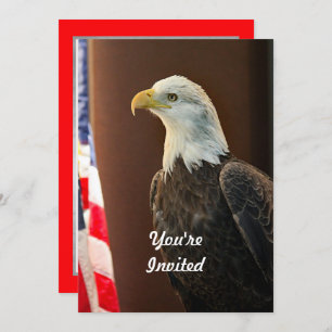 Convites Wildlife Bald Eagle American Flag Foto Birthday