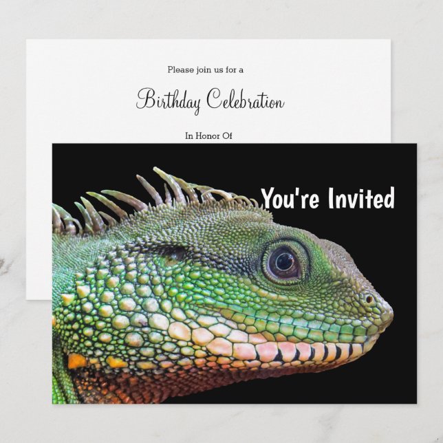 Convites Wildlife Iguana Photo Birthday (Frente/Verso)