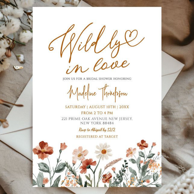 Convites Wildly in Love Fall Wildflower Bridal Shower (Criador carregado)