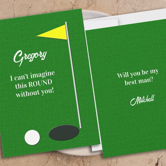 Convites Will You Be My Best Man Golf Green Proposal Cards (Criador carregado)