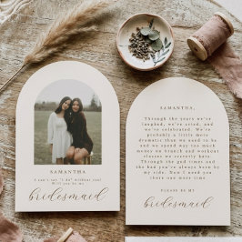 Convites Will You Be My Bridesmaid Arch Photo Proposal Card