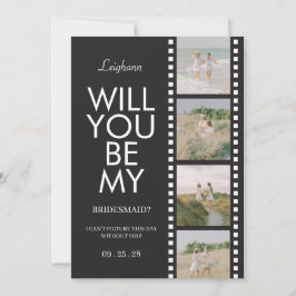 Convites Will You Be My Bridesmaid Photo Black Reel