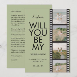 Convites Will You Be My Bridesmaid Photo Green Reel