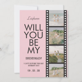 Convites Will You Be My Bridesmaid Photo Pink Reel