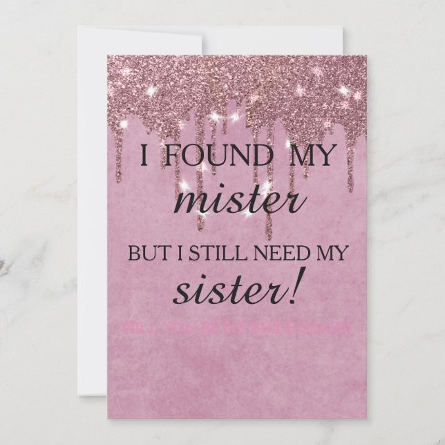 Convites Will you be my bridesmaid? Rose Gold Dripping Invi (Frente)