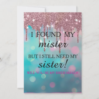 Convites Will you be my bridesmaid? Rose Gold Dripping Invi
