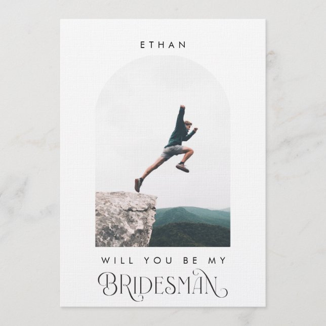 Convites Will you be my Bridesman Minimal Photo Modern Arch (Frente)