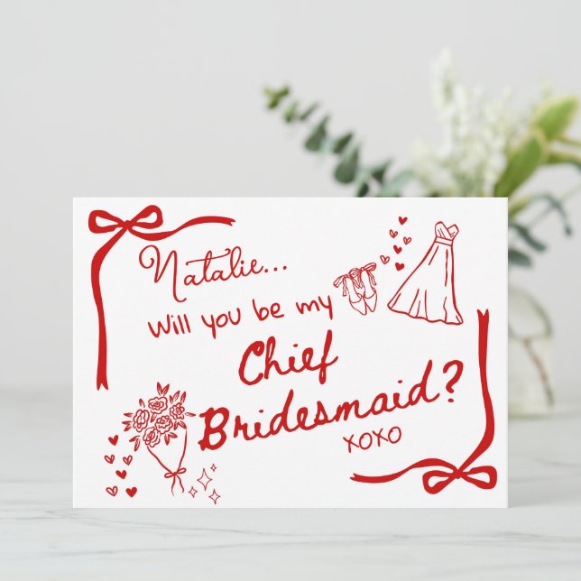 Convites Will you be my Chief Bridesmaid Card Invitation (Em pé/Frente)