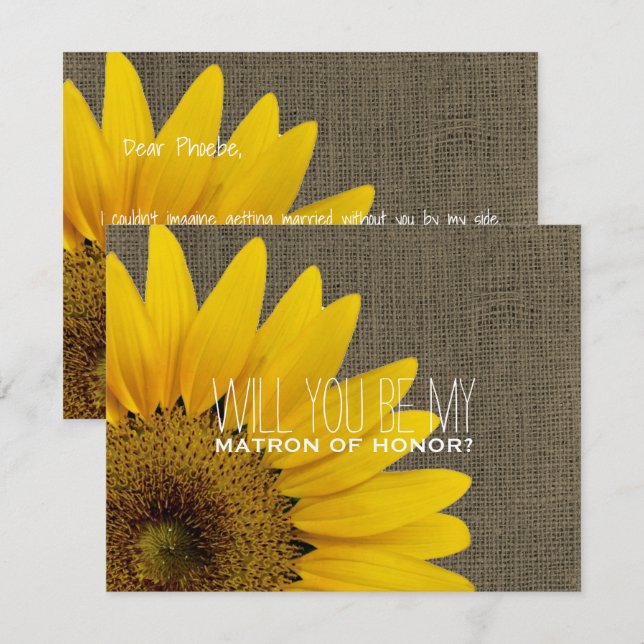 Convites Will You Be My Matron of Honor Rustic Wedding (Frente/Verso)