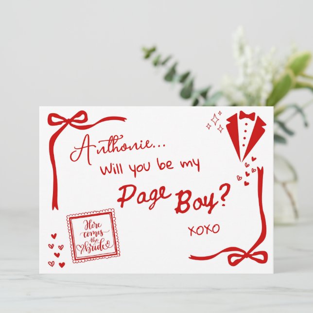 Convites Will you be my Page Boy Card Invitation (Em pé/Frente)