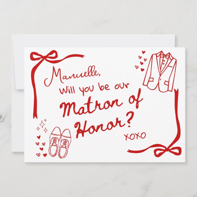 Convites Will you be our Matron of Honor Card Invitation (Frente)