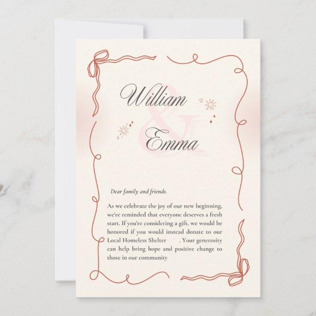 Convites "William & Emma's Heartfelt wedding Card  (Frente)