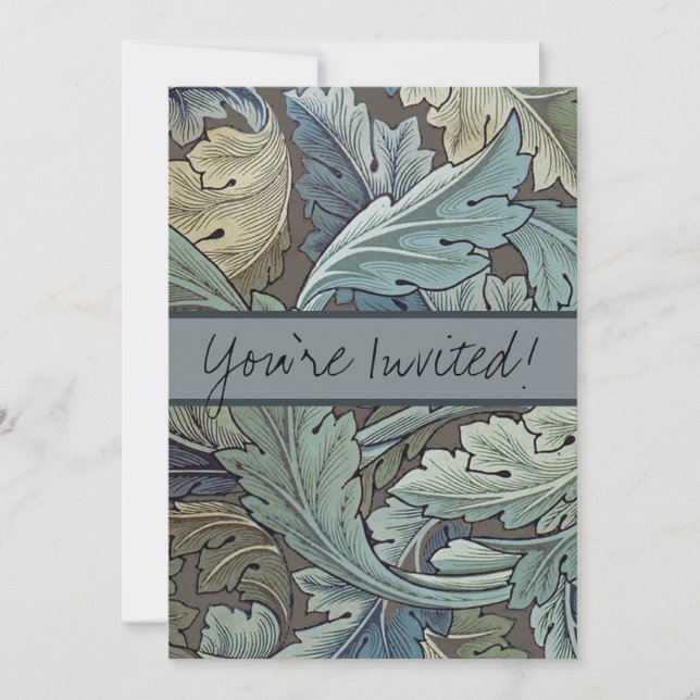 Convites William Morris Acanthus Sage Flower Floral Botânic (Frente)
