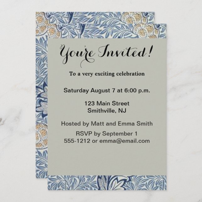 Convites William Morris Apple Fllower Design (Frente/Verso)